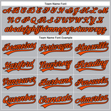 Load image into Gallery viewer, Custom Gray Black Pinstripe Orange Authentic Baseball Jersey