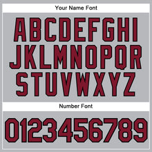 Load image into Gallery viewer, Custom Gray Black Pinstripe Crimson Authentic Baseball Jersey