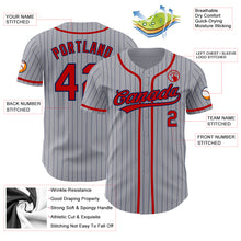Load image into Gallery viewer, Custom Gray Navy Pinstripe Red Authentic Baseball Jersey