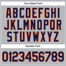 Load image into Gallery viewer, Custom Gray Navy Pinstripe Orange Authentic Baseball Jersey