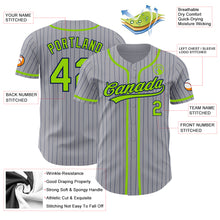 Load image into Gallery viewer, Custom Gray Navy Pinstripe Neon Green Authentic Baseball Jersey