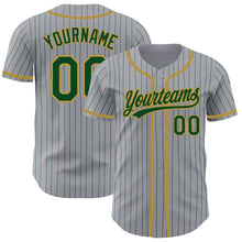 Load image into Gallery viewer, Custom Gray Green Pinstripe Old Gold Authentic Baseball Jersey