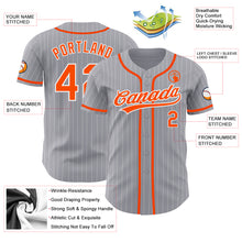 Load image into Gallery viewer, Custom Gray White Pinstripe Orange Authentic Baseball Jersey
