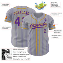 Load image into Gallery viewer, Custom Gray Purple Pinstripe Old Gold Authentic Baseball Jersey