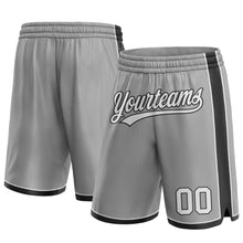 Load image into Gallery viewer, Custom Gray White-Black Authentic Basketball Shorts
