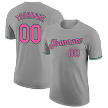 Load image into Gallery viewer, Custom Gray Pink-Kelly Green Performance T-Shirt