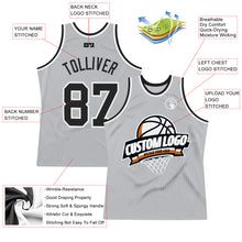 Load image into Gallery viewer, Custom Gray Black-White Authentic Throwback Basketball Jersey