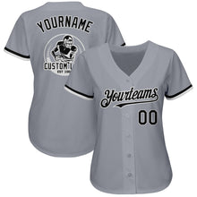 Load image into Gallery viewer, Custom Gray Black-White Authentic Baseball Jersey