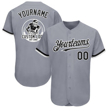 Load image into Gallery viewer, Custom Gray Black-White Authentic Baseball Jersey