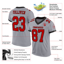 Load image into Gallery viewer, Custom Gray Red-Black Mesh Authentic Football Jersey