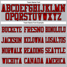 Load image into Gallery viewer, Custom Gray Red-Black Mesh Authentic Football Jersey