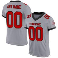 Load image into Gallery viewer, Custom Gray Red-Black Mesh Authentic Football Jersey