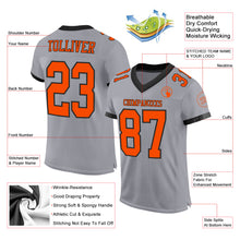 Load image into Gallery viewer, Custom Gray Orange-Black Mesh Authentic Football Jersey