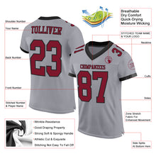 Load image into Gallery viewer, Custom Gray Crimson-Black Mesh Authentic Football Jersey