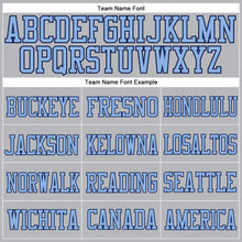 Load image into Gallery viewer, Custom Gray Light Blue-Navy Mesh Authentic Football Jersey