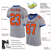 Load image into Gallery viewer, Custom Gray Orange-Navy Mesh Authentic Football Jersey