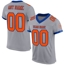 Load image into Gallery viewer, Custom Gray Orange-Navy Mesh Authentic Football Jersey