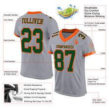 Load image into Gallery viewer, Custom Gray Green-Orange Mesh Authentic Football Jersey
