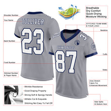 Load image into Gallery viewer, Custom Gray White-Navy Mesh Authentic Football Jersey