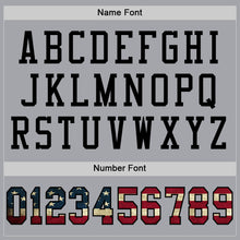Load image into Gallery viewer, Custom Gray Vintage USA Flag-Black Mesh Authentic Football Jersey