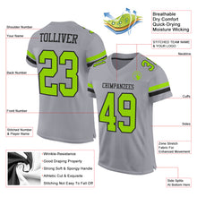 Load image into Gallery viewer, Custom Gray Neon Green-Black Mesh Authentic Football Jersey