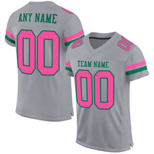 Load image into Gallery viewer, Custom Gray Pink-Kelly Green Mesh Authentic Football Jersey
