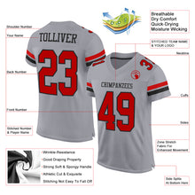 Load image into Gallery viewer, Custom Gray Red-Black Mesh Authentic Football Jersey