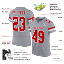 Load image into Gallery viewer, Custom Gray Red-White Mesh Authentic Football Jersey