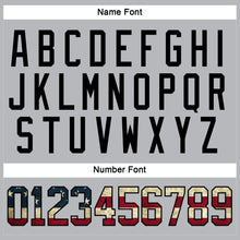 Load image into Gallery viewer, Custom Gray Vintage USA Flag Black-Crimson Hockey Lace Neck Jersey