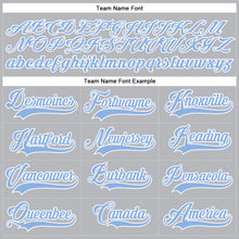 Load image into Gallery viewer, Custom Gray Light Blue-White Hockey Lace Neck Jersey