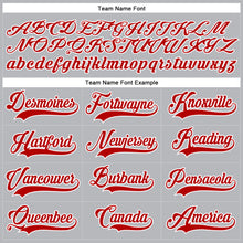 Load image into Gallery viewer, Custom Gray Red-White Hockey Lace Neck Jersey