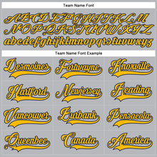 Load image into Gallery viewer, Custom Gray Gold-Navy Hockey Lace Neck Jersey