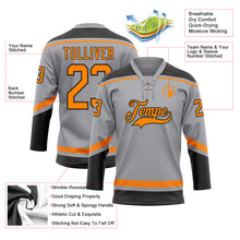 Load image into Gallery viewer, Custom Gray Bay Orange-Black Hockey Lace Neck Jersey