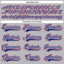 Load image into Gallery viewer, Custom Gray Royal-Red Hockey Lace Neck Jersey