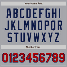 Load image into Gallery viewer, Custom Gray Red Pinstripe Navy Authentic Baseball Jersey