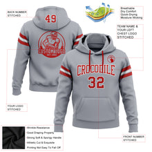 Load image into Gallery viewer, Custom Stitched Gray Red-White Football Pullover Sweatshirt Hoodie