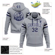 Load image into Gallery viewer, Custom Stitched Gray Navy-White Football Pullover Sweatshirt Hoodie