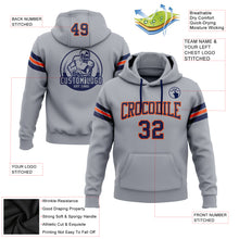 Load image into Gallery viewer, Custom Stitched Gray Navy-Orange Football Pullover Sweatshirt Hoodie
