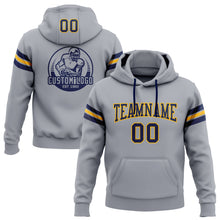Load image into Gallery viewer, Custom Stitched Gray Navy-Gold Football Pullover Sweatshirt Hoodie