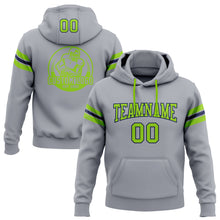 Load image into Gallery viewer, Custom Stitched Gray Neon Green-Navy Football Pullover Sweatshirt Hoodie