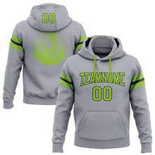 Load image into Gallery viewer, Custom Stitched Gray Neon Green-Black Football Pullover Sweatshirt Hoodie
