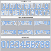 Load image into Gallery viewer, Custom Stitched Gray Light Blue-White Football Pullover Sweatshirt Hoodie