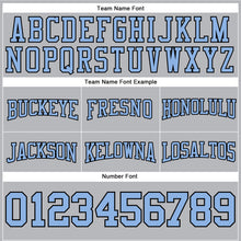 Load image into Gallery viewer, Custom Stitched Gray Light Blue-Black Football Pullover Sweatshirt Hoodie