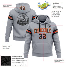 Load image into Gallery viewer, Custom Stitched Gray Black-Orange Football Pullover Sweatshirt Hoodie