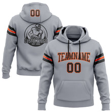 Load image into Gallery viewer, Custom Stitched Gray Black-Orange Football Pullover Sweatshirt Hoodie