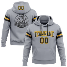 Load image into Gallery viewer, Custom Stitched Gray Black-Gold Football Pullover Sweatshirt Hoodie