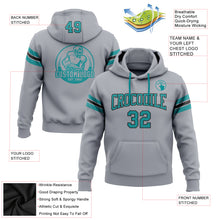 Load image into Gallery viewer, Custom Stitched Gray Teal-Black Football Pullover Sweatshirt Hoodie
