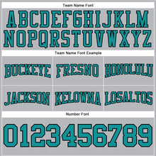 Load image into Gallery viewer, Custom Stitched Gray Teal-Black Football Pullover Sweatshirt Hoodie