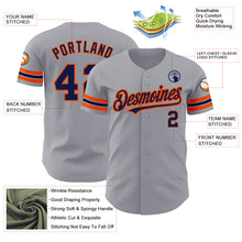 Load image into Gallery viewer, Custom Gray Navy-Orange Authentic Baseball Jersey