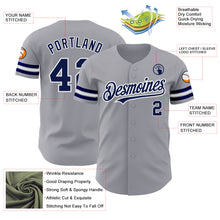 Load image into Gallery viewer, Custom Gray Navy-White Authentic Baseball Jersey